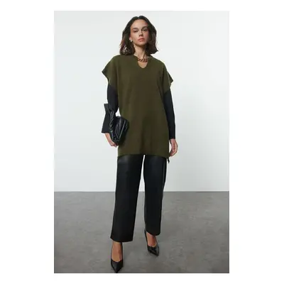 Trendyol Khaki Chain Accessory Detailed Knitwear Sweater