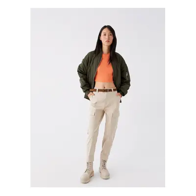 LC Waikiki LCW Vision Light Beige Slim Fit Gabardine Women's Cargo Pants