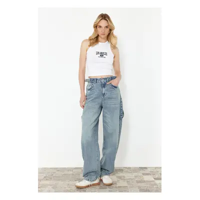 Trendyol Light Blue More Sustainable Loose Cut High Waist Carpenter Skater Jeans