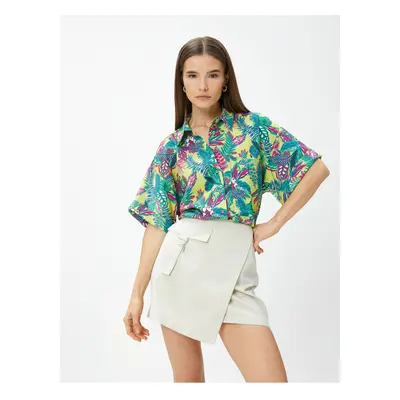 Koton Short Sleeve Hawaiian Shirt with Pocket Detail