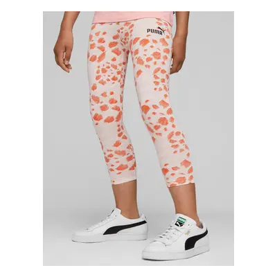 Light Pink Girly Patterned Leggings Puma ESS Mix - Girls