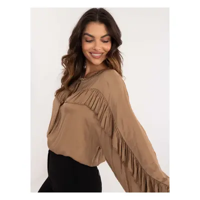 Brown blouse with knotted neckline OCH BELLA