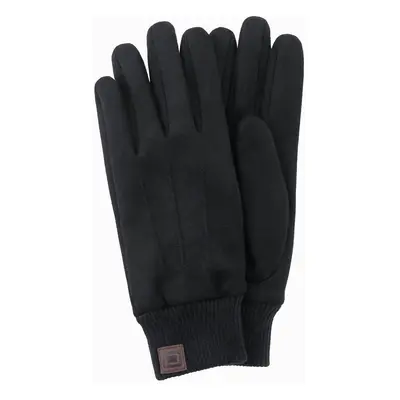 Ombre Men's eco suede gloves with welt - black