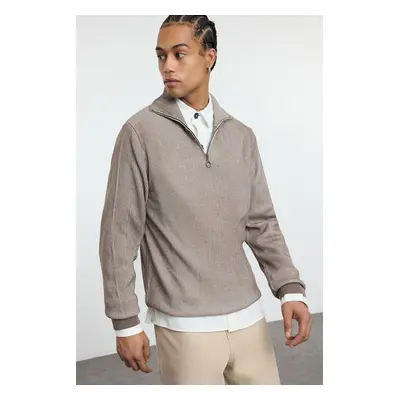 Trendyol Mink Slim Slim Fit Half Turtleneck Textured Knitwear Sweater