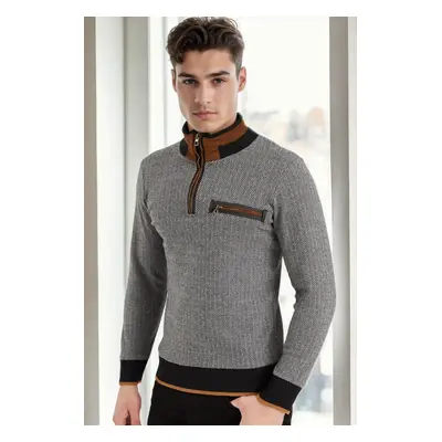 1039 DEWBERRY MEN'S SWEATSHIRT-LIGHT PATTERNED BLACK