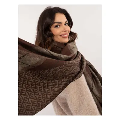 Brown and beige scarf with geometric patterns