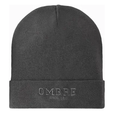 Ombre Men's knitted beanie hat with embroidered inscription - graphite