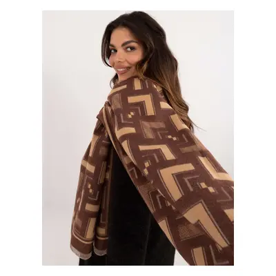 Dark brown and light brown women's scarf with fringe