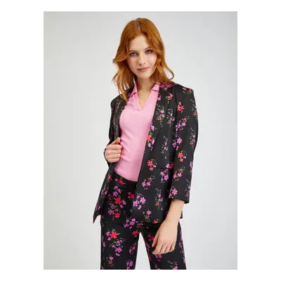 Orsay Black Ladies Flowered Jacket - Ladies