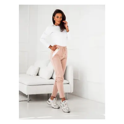 Women's beige cotton sweatpants