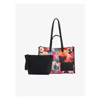 Pink-Black Ladies Flowered Handbag 2in1 Desigual Lilo Hanover - Ladies