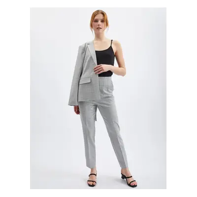 Orsay Light gray ladies plaid straight fit pants - Women