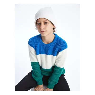 LC Waikiki Lcw Crew Neck Color Block Long Sleeve Boy's Knitwear Sweater