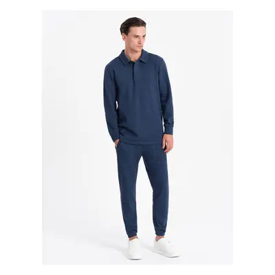 Ombre Men's tracksuit set sweatshirt with polo collar + pants