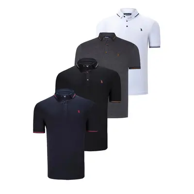 QUADRUPLE SET T8586 DEWBERRY MEN'S T-SHIRT-BLACK-WHITE-NAVY-ANTHRACITE