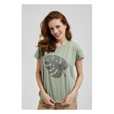 Women's T-shirt with MOODO print - olive