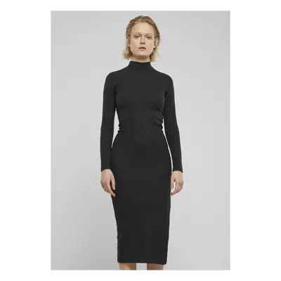 Women's ribbed turtleneck dress black