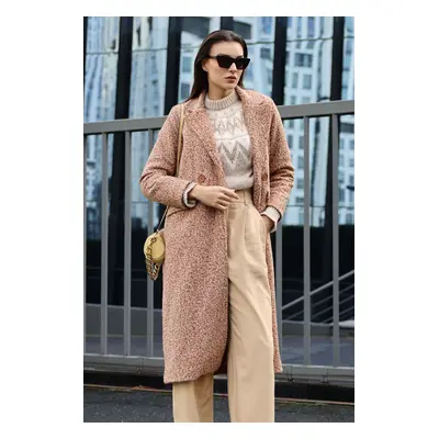 Bigdart Tan Oversize Long Boucle Coat