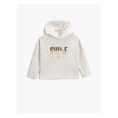 Koton Hooded Sweatshirt Sequin Sequin Embroidered Glitter