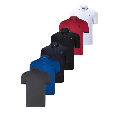 SET OF SIX T8586 DEWBERRY MEN'S T-SHIRT-BLACK-WHITE-NAVY-SAKS-ANTHRACITE-BURGUNDY