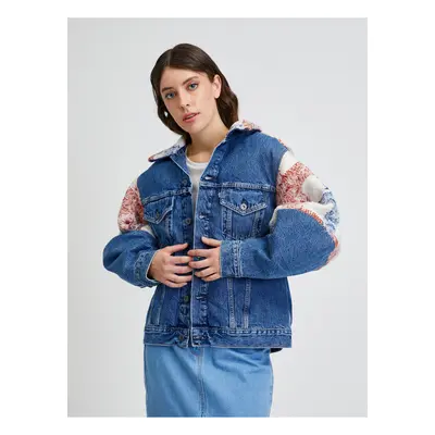 Levi&#39;s Beige-Blue Women&#39;s Plaid Denim Jacket Levi&#39;s® Wedge - Women