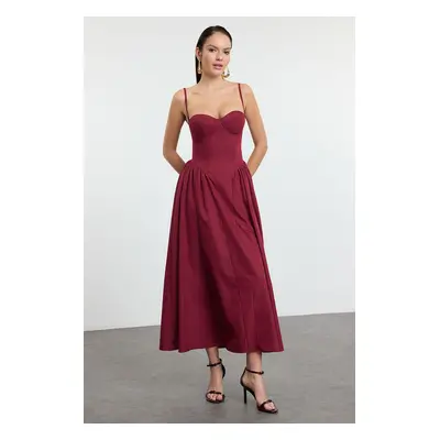 Trendyol Burgundy A-Line Poplin Woven Dress