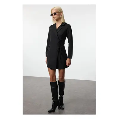 Trendyol Black Double Breasted Tie Detailed Mini Woven Jacket Dress