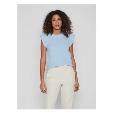 Light blue women's ribbed T-shirt VILA Ril - Women