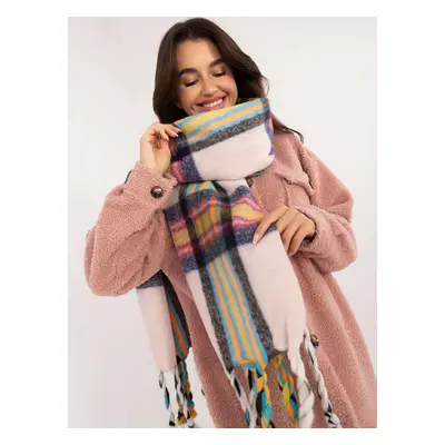 Light pink women's checkered scarf