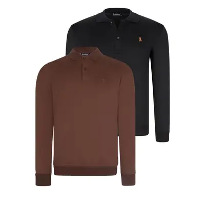 DOUBLE SET V4007 DEWBERRY MEN'S SWEATSHIRT-BLACK-BROWN