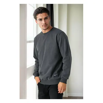 64602 Dewberry Basic Crew Neck Mens Sweatshirt-ANTHRACITE