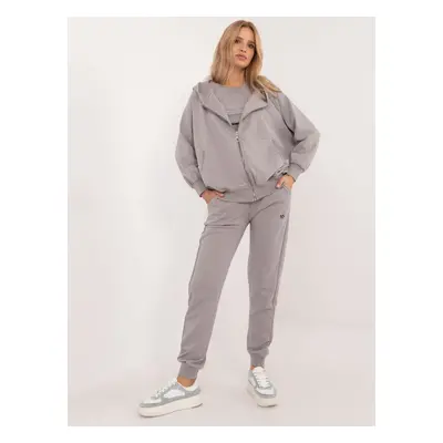 Grey women's tracksuit with zip-up sweatshirt