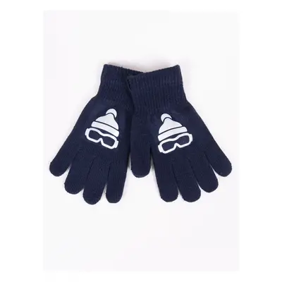 Yoclub Kids's Boys' Five-Finger Gloves With Reflector RED-0237C-AA50-006 Navy Blue