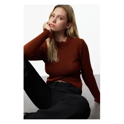 Trendyol Brick Soft Textured Ruffle Detailed Knitwear Sweater