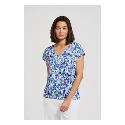 Women's patterned T-shirt MOODO - navy blue