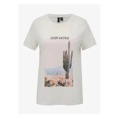 White T-shirt with print VERO MODA Desert - Women