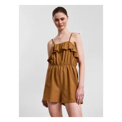 Brown Short Jumpsuit with Straps Pieces Sunna - Women