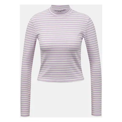 White-purple striped short T-shirt Pieces Raya - Women's