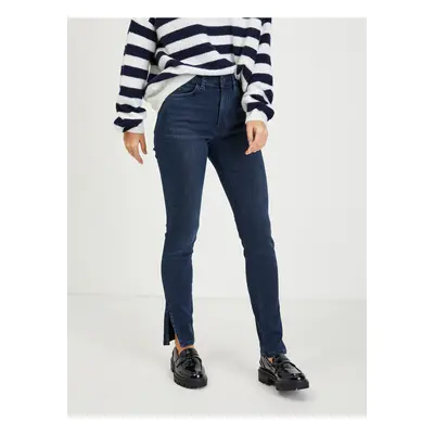 Dark blue womens skinny fit jeans with slits Guess - Women