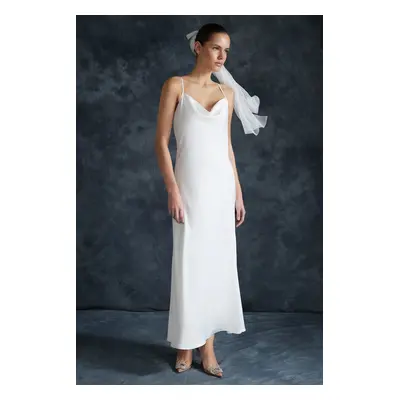 Trendyol Bridal White Accessories Woven Satin Wedding / Wedding Elegant Evening Dress