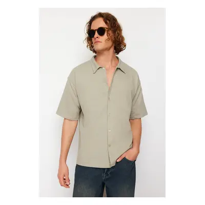 Trendyol Stone Regular Fit Short Sleeve Comfortable Flexible Knitted Shirt