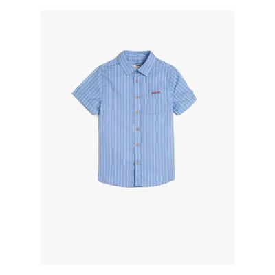 Koton Shirt Short Sleeve Single Pocket Detailed Cotton Embroidery Detailed