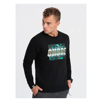 Ombre Men's printed sweatshirt worn over the head - black