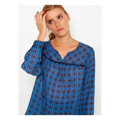 Blue Checkered Loose Blouse CAMAIEU - Women