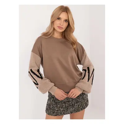 Dark beige sweatshirt without hood