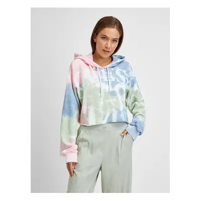 Green Blue Ladies Batik Cropped Hoodie Guess - Women