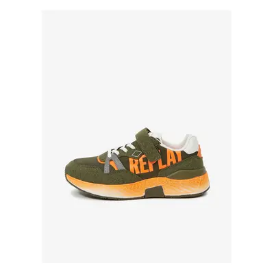 Orange-green kids sneakers with suede details Replay - Girls