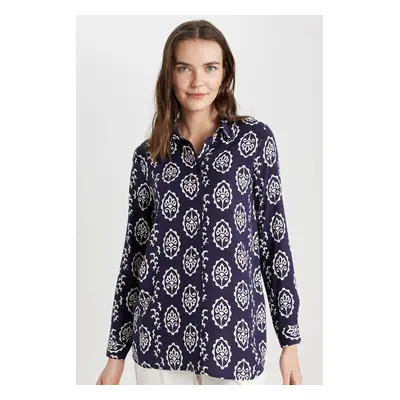 DEFACTO Loose Fit Patterned Long Sleeve Shirt Tunic