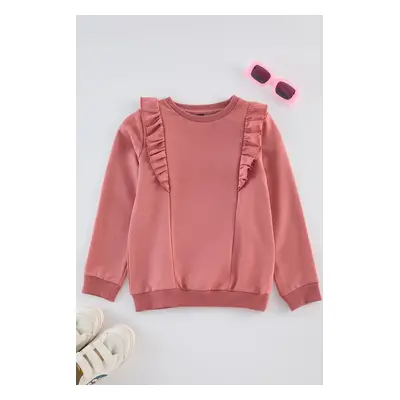 Trendyol Dusty Rose Girl Plain Knitted Sweatshirt