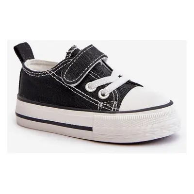 Children's canvas Velcro sneakers - black Daloma